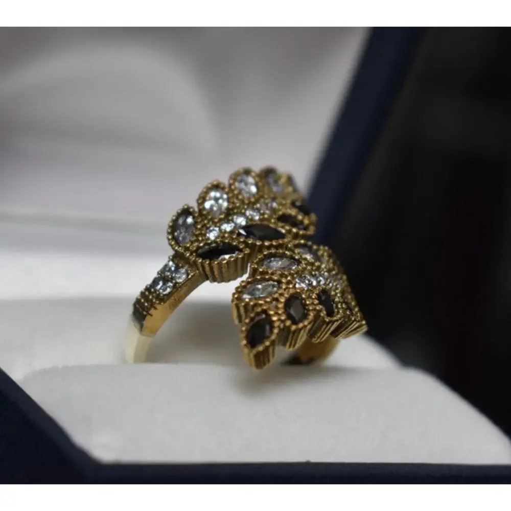 925 Sterling Silver with Gilding Alpanite & CZ Ring Size 9